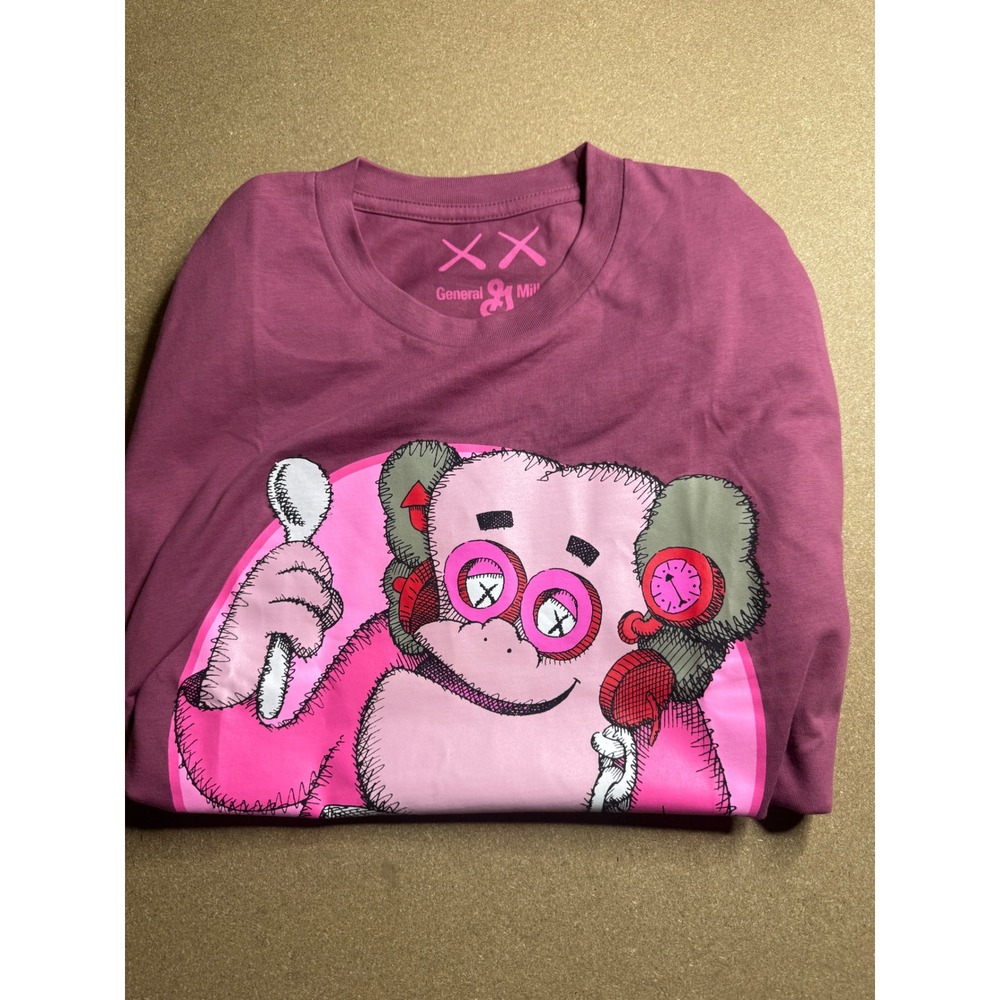 KAWS x General Mills Franken Berry T-Shirt Mens Medium Plum Purple Graphic Tee‎